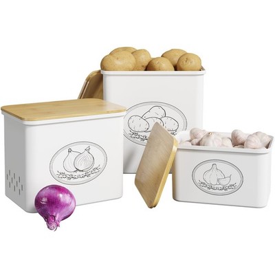 Lifewit Plastic Potato and Onion Storage Bin, Stackable Garlic Keeper with Ae...
