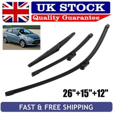 FOR FORD FIESTA MK7 2008-2016 Front & Rear Windscreen Wiper Blades Set 26"15"12"