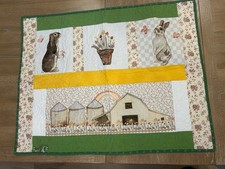 Handmade Patchwork Wall Quilt for Spring or Easter - Rabbits, Barn, Florals