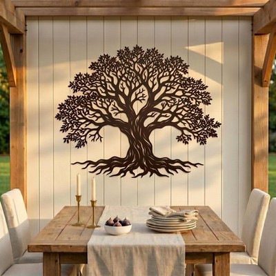 Large Tree of Life Metal Wall Art Rooted Tree Wall Decor Outdoor Garden Art