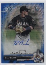 2017 Bowman Draft Chrome Pick Blue Wave Refractor 79/150 Riley Mahan Auto 19a0