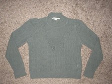 VERONICA BEARD OPEN KNIT SWEATER SZ MEDIUM BABY ALPACA WOOL BLEND RUFFLE GREEN