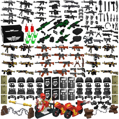 Waffenpaket 225-teiliges Zubehör Militärset inkl. Helm, Schutz, Umhang für