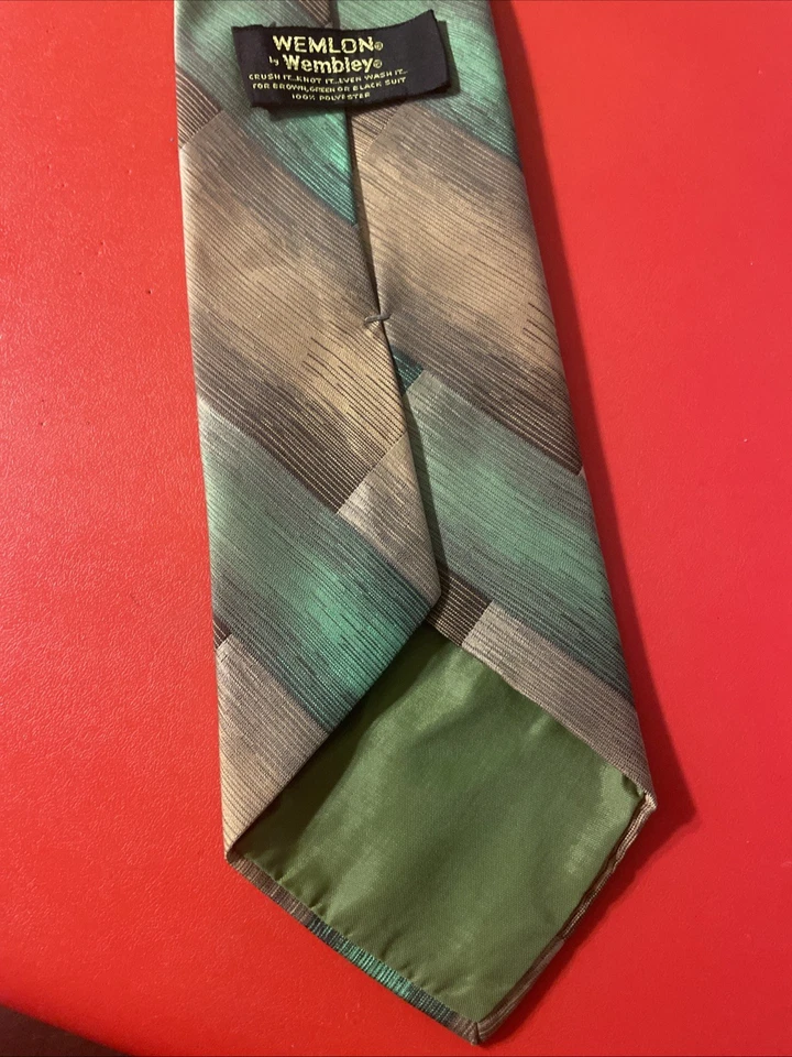 复古 EUC 70 年代 Wemlon By Wembley 男式领带涤纶宽复古迪斯科 — 第 3/4 张图片