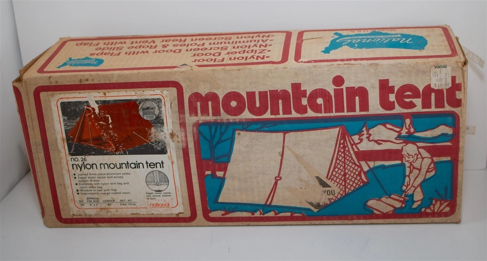 Vintage National Canvas Products Orange Nylon Mountain Tent 5' x 7' (as is)
