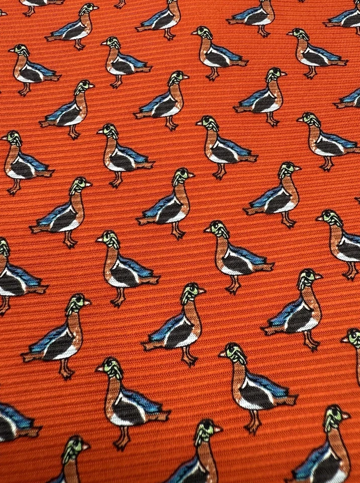 Corbata Southern Proper Atlanta Georgia 100 % seda naranja con patos mallardos Foto 2 de 4
