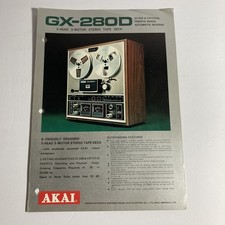 Akai GX-280D 3Head 3-Motor Tape Deck Reel To Reel Specifications Sheet Look
