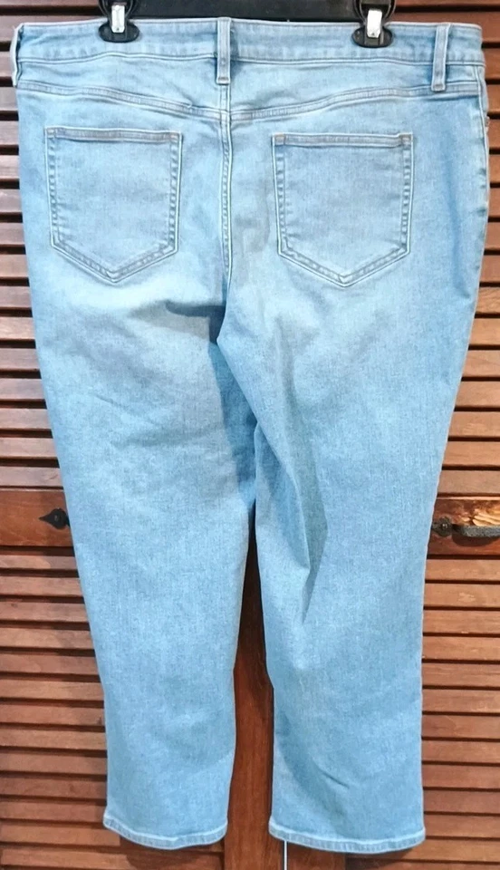 Pantalones de mezclilla Lands End para mujer 18 W tiro alto rectos elásticos mezcla de algodón Foto 4 de 4