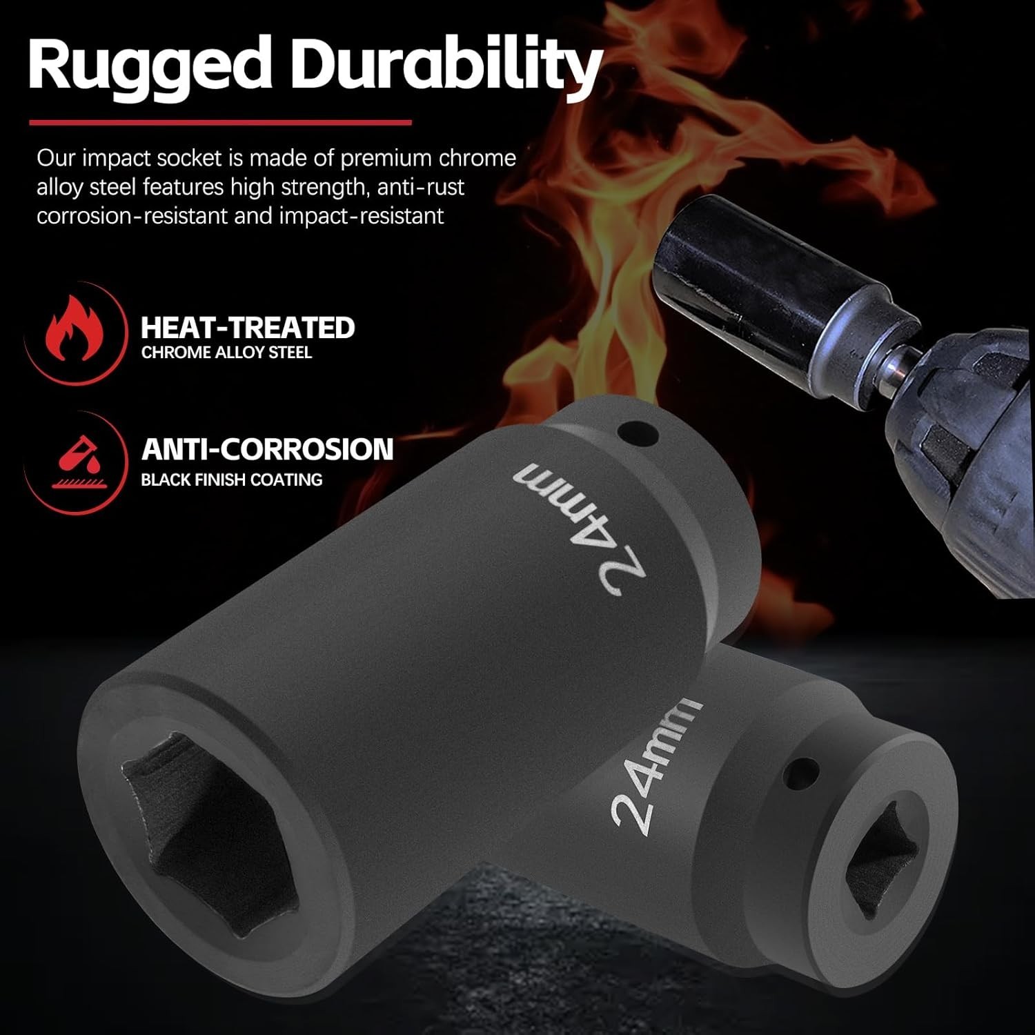 77070 24mm Crank Bolt Socket for GM LS Engine Harmonic Balancer Socket Tool 2... thumbnail 8