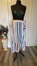 Karen Milen size L cotton mix striped wrap skirt