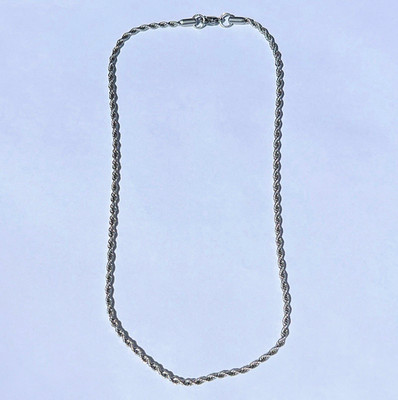 Men s Silver-Tone Rope Chain Necklace 18 Inch Lobster Clasp Unbranded