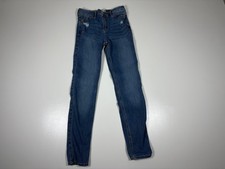 Abercrombie Kids Girls Jeans 13/14 Slim Blue High Rise Super Skinny Distressed