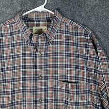 Eddie Bauer Shirt Mens Large Tall Blue Red Plaid Button Down Long Sleeve Cotton