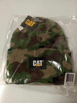 Caterpillar CAT Equipment Men's Label Woodland Camo Winter Beanie Cap Hat Logo