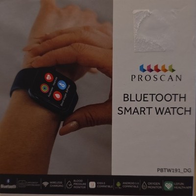 Proscan PBTW191_DG Bluetooth Smart Watch 2.01in Black Silicone Band