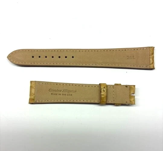 Correa de reloj de cocodrilo genuino beige de 20 mm - EE. UU. Foto 2 de 3
