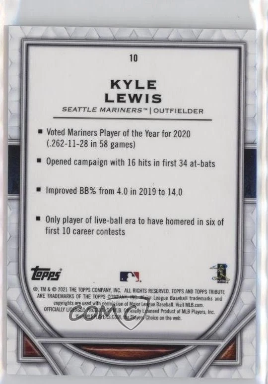 2021 Topps Tribute Kyle Lewis #10 - Image 2 of 2