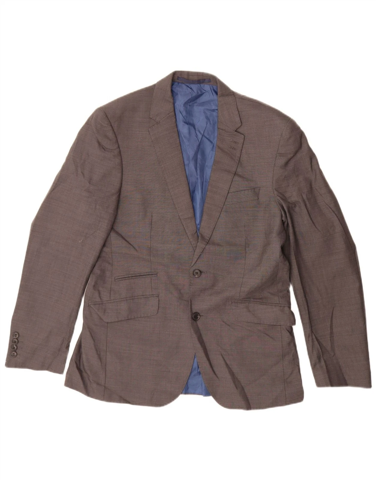 MARKS & SPENCER Mens Tailored Fit 2 Button Blazer Jacket UK 38 Medium Grey AF02