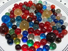 100 Glass Marbles Vintage Vitro Agate Akro Marble King Clearie Jewel Gems Nice