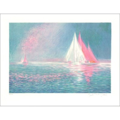 MANOUKIAN Claude - Original Lithograph ''Les bateaux'' 50x65cm