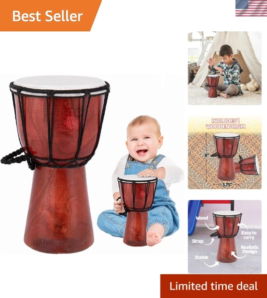 Authentic 8-Inch Wooden Toy Drum for Toddlers - Perfect Party Favor Gift