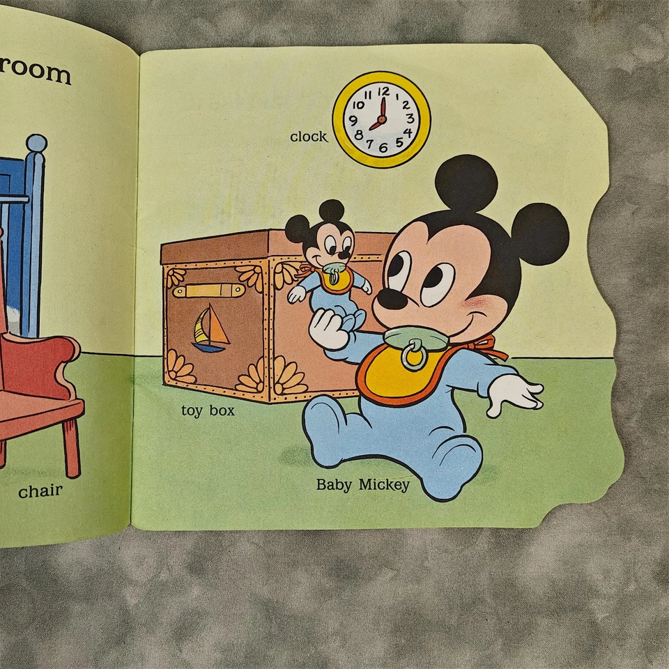 Disney Baby Mickey's Word Book Golden Super Shape 1987 Die-Cut Vintage Used - Image 3 of 4