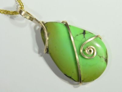BUTW Forged 14k Gold Fill Wrapped 4.6g Chinese Turquoise Freeform Pendant 4740D