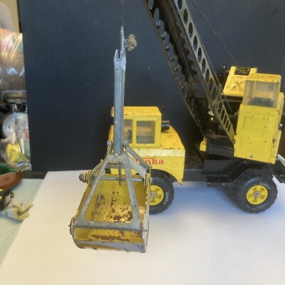 Camion Grue Tonka Vintage – Jaune Et Noir – Métal – Chantier MR