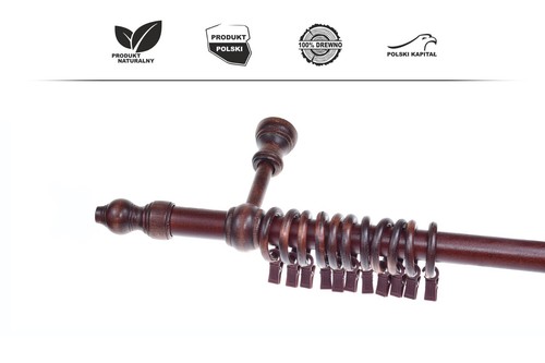 TRADITIONAL WOODEN CURTAIN POLE SINGLE SET WITH BRACKETS RINGS & FINIALS 28mm - Picture 15 of 19