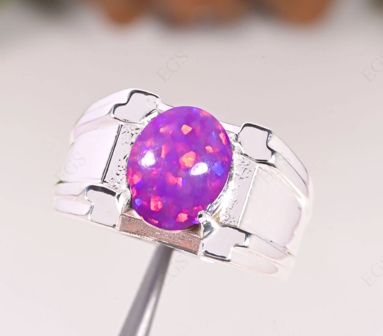 VALENTINO Anello da uomo opale viola in argento sterling 925 anello da uomo matrimonio tutte le misure