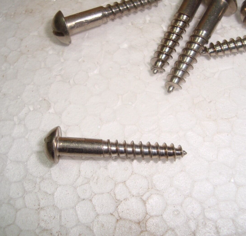 Solid Brass ROUND Head Slotted Wood Screws Nickel Plated 1" x 8g Box of 144 - Picture 5 of 6