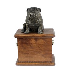Bulldog, English Bulldog, British Bulldog - urn for dog ashes, wooden urn with a