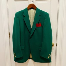 Vintage Hart Schaffner Marx USA Gold Button Sport Coat Suit Blazer 44 R Green