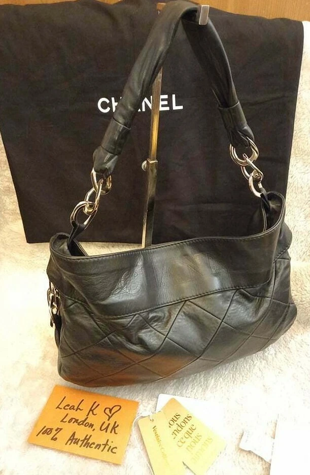 100% Authentic Chanel Quilted Calf Leather Hobo Bag in Black ~Pre