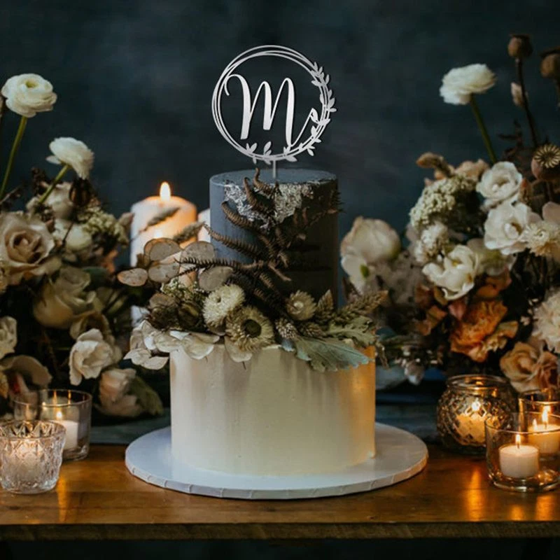 15cm 16cm 17cm 18cm Coppia Mr E Mrs Nomi Custom Matrimonio Forniture Cake Topper - Immagine 3 di 4