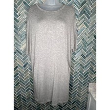 WOMENS LOU & GREY HALF SLEEVE DROP SHOULDER GRAY T-SHIRT DRESS MEDIUM SOFT FLOWY