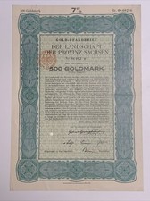 Gold=Pfandbrief - der Landschaft der Provinz Sachsen - 1927 - 500 Goldmark
