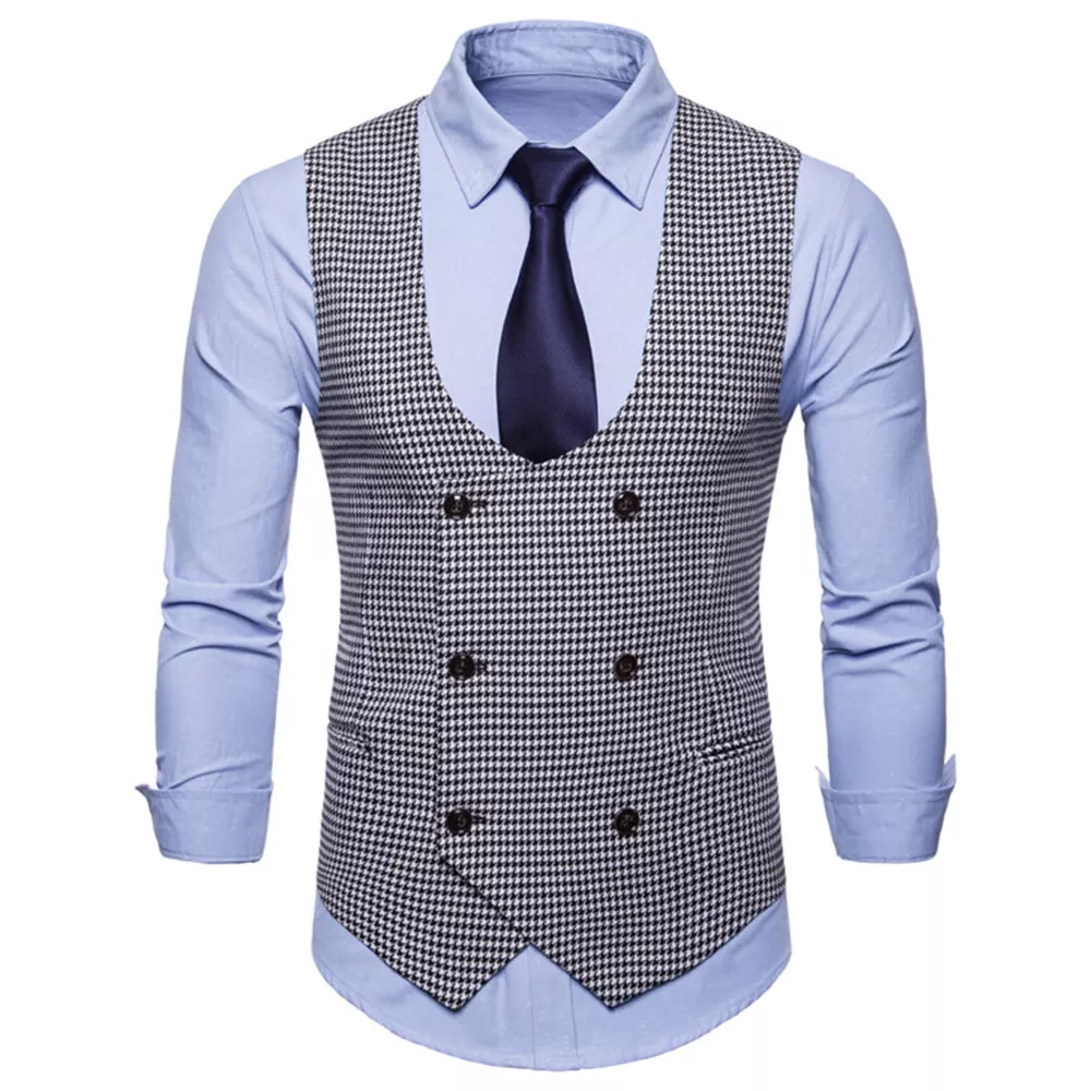 Mens houndstooth waistcoat cheap