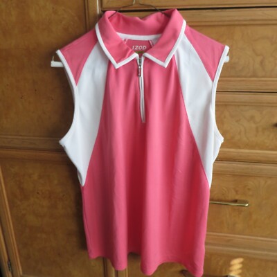 Women's IZOD performance cool-fx golf shirt pink w/white trim size L