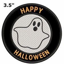 Ghost Patch Happy Halloween Embroidered Iron-on Applique Scary Costume Cosplay