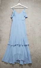 Lulus Cherish the Moment Maxi Dress Womens XS Baby Blue RuffleTiered Prom Party