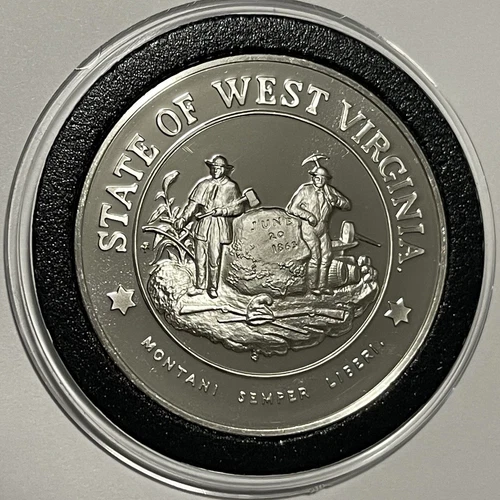 West Virginia State Proof Coin 33 Grams Sterling Silver Rare Collectible Round