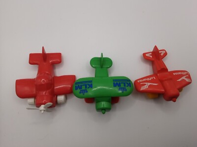 3 x Plastik Modellflugzeuge. KLM, Lufthansa. Plasto & Vikingplast. 9cm.