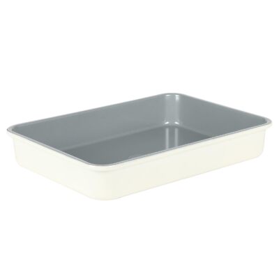 9 X 13 Inch PFOA, PFAS, PTFE Free Nonstick Roaster/Cake/Baking Pan - Linen White