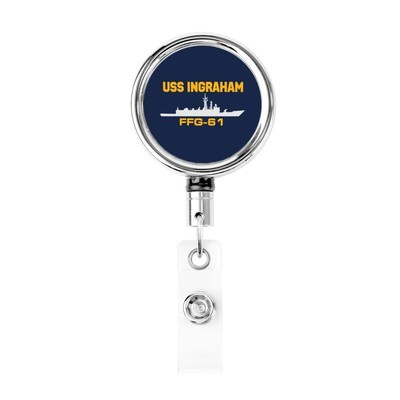 Veterans USS INGRAHAM FFG-61 Metal Retractable Badge Holder Badge Clip