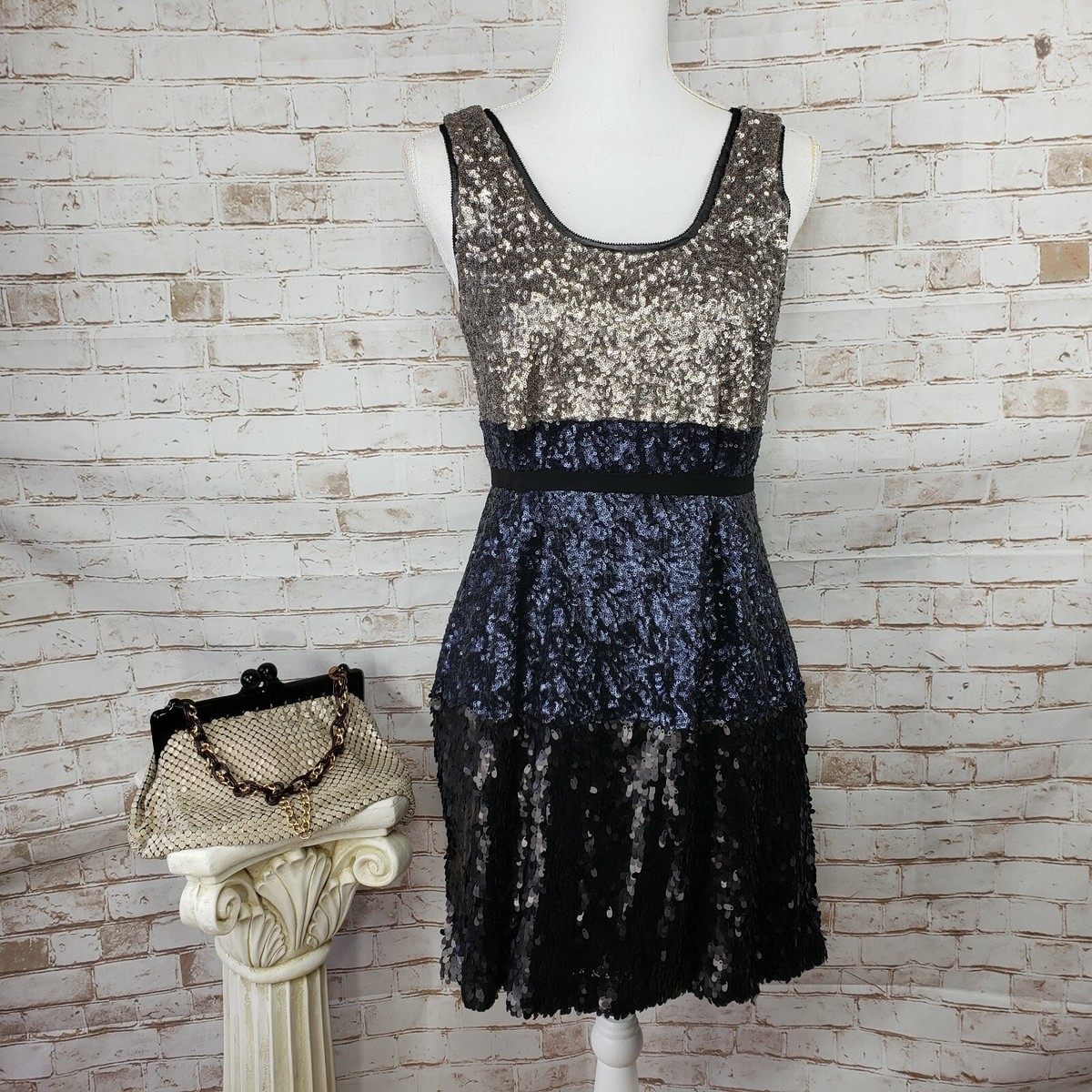 madewell sequin dress NWT Madewell Broadway & Broome Size 2 Colorblock Sequin Sleeveless Short  Dress