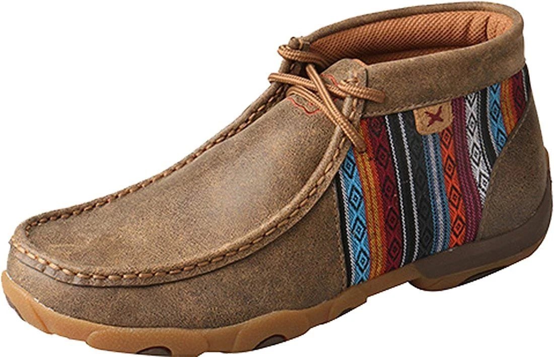 Twisted X Women s Leather Lace up Rubber Sole Driving Moccasins Serape