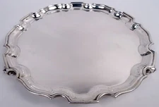 Wakely & Wheeler Salver Georgian Piecrust Tray English Sterling Silver 1967