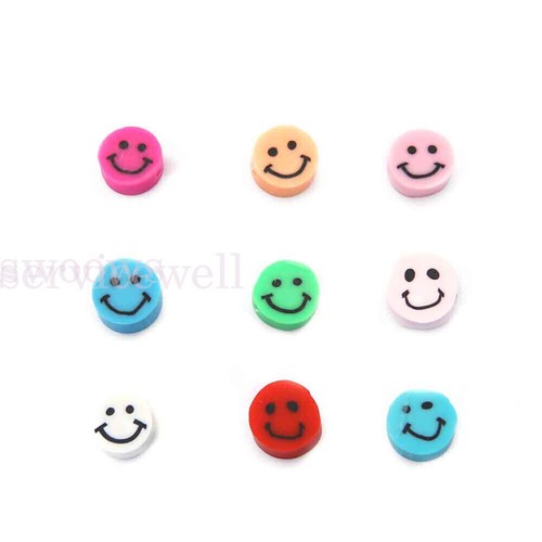 100PCS Smiley Face Pony Beads Polymer Clay Fun 10mm Mix DIY Jewellery Spacer AU - Picture 8 of 11
