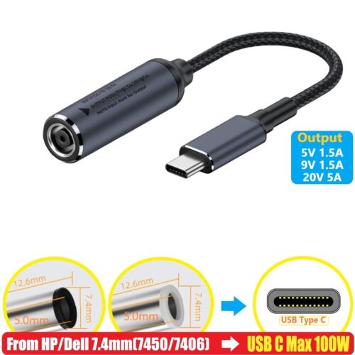 Cable de carga adaptador cargador de alimentación portátil USB tipo C para Thinkpad Lenovo HP - Imagen 23 de 28